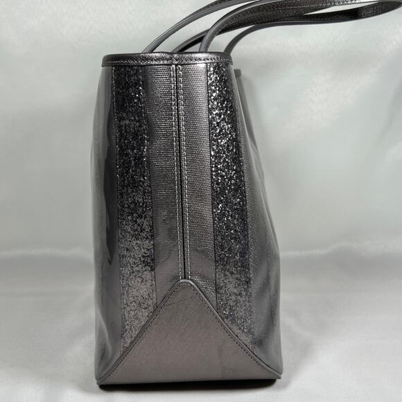 Henri Bendel Silver Luxury Sparkle/Glitter Designer Tote Bag Rare - Picture 2 of 13